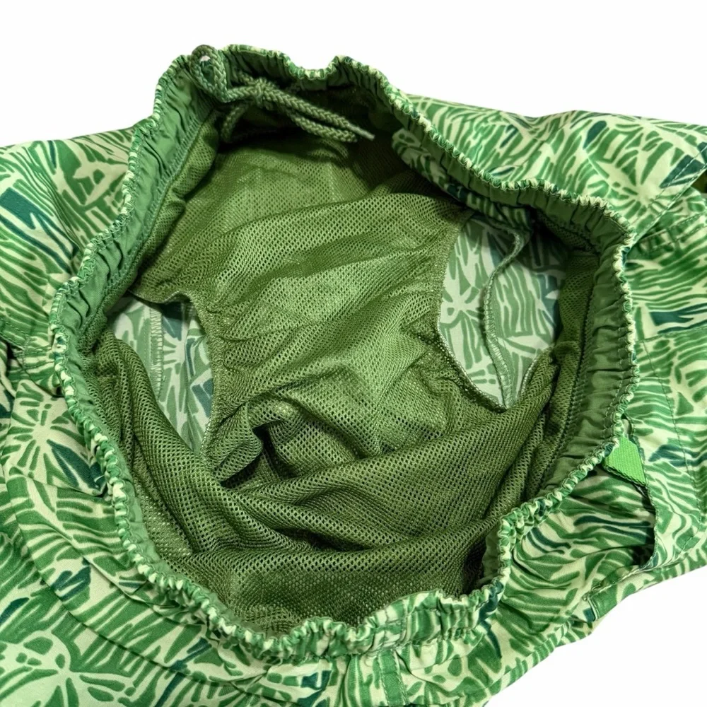 Nautica Men's Green Tropical/Palm Leaf/Bamboo Print Swim Trunks‎ | Size Medium